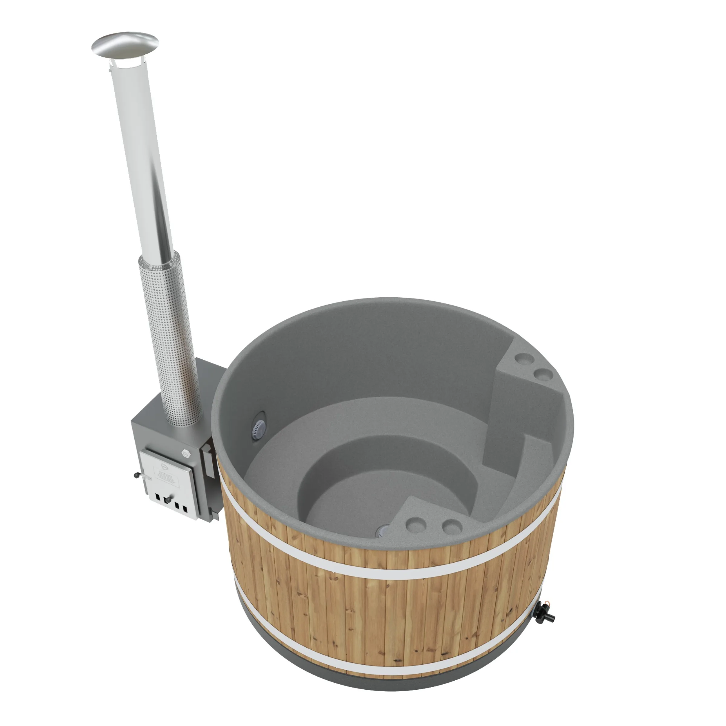 Kirami by Harvia Comfort Family M in Thermowood, Light Grey liner