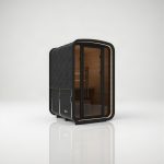 Hekla Mini Cube outdoor sauna in Nero – three-quarter view from the left